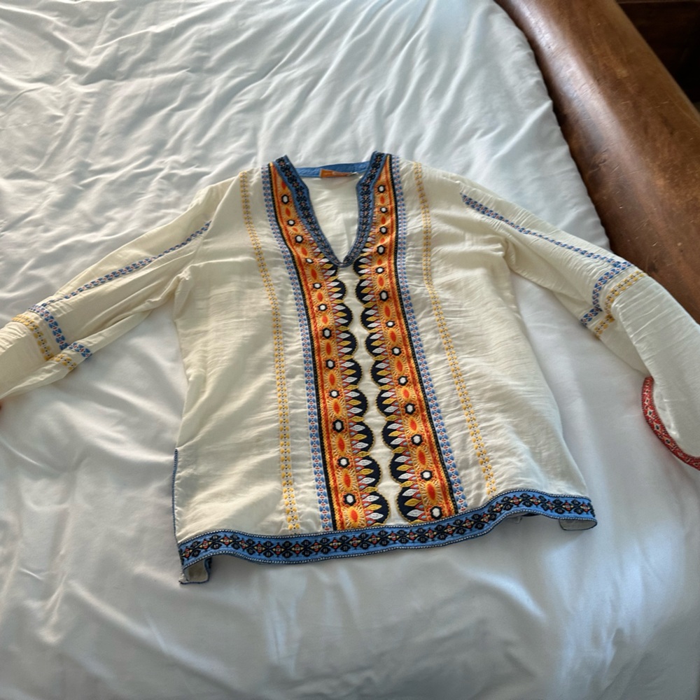 Embroidered semi sheer tunic